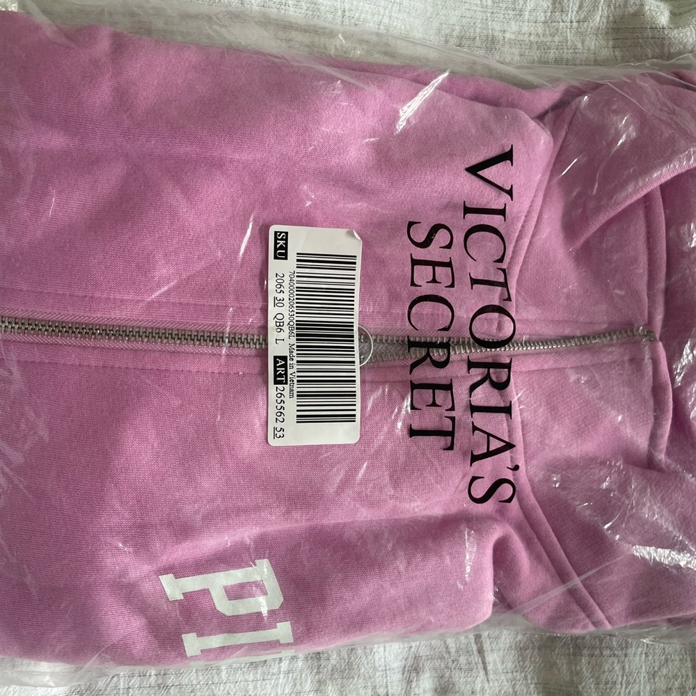 PINK- Full Zip- SOLD OUT- Limited! Size L NEW IN BAG!!! Pink in Color